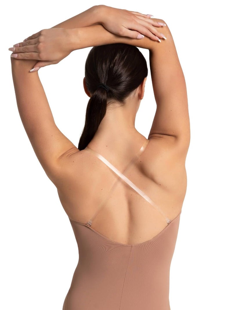 Capezio Women's Camisole Leotard with Clear Transition Straps, Suntan, Small - Image 4